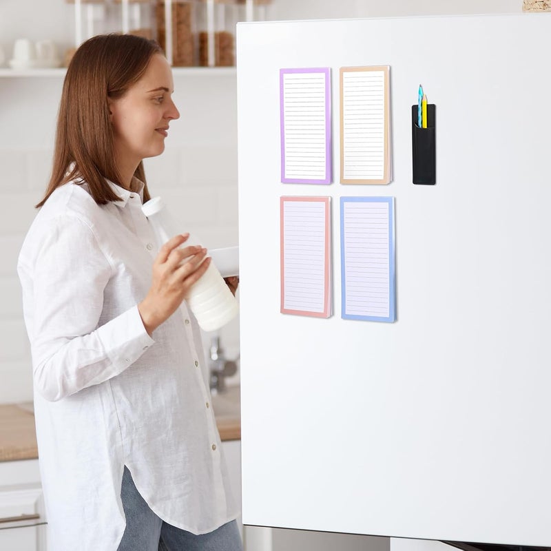 Thboxes 4 Pack Magnetic Note Pad for Fridge with Pen Holder, Totally 200 Sheets Magnetic To Do List, Grocery List, Shopping List, Memo Pads for Refrigerator（Light Color） - Image 5